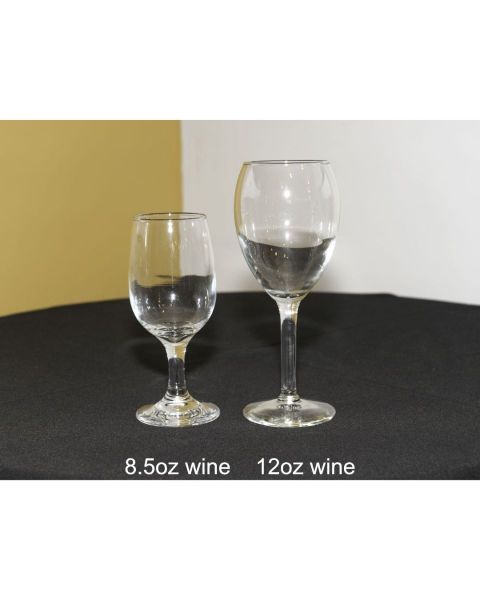 Wine: 8.5 and 12oz